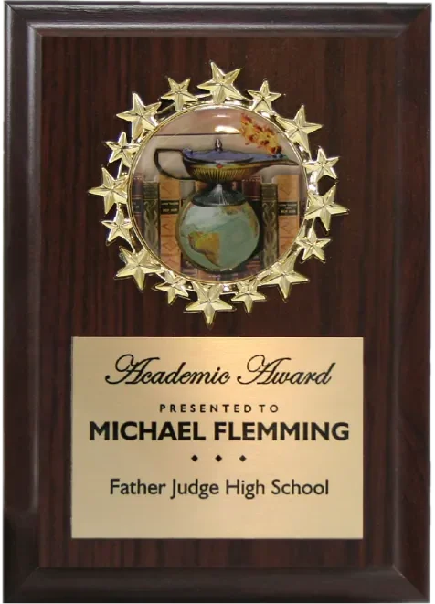 Academic award plaque with star medallion