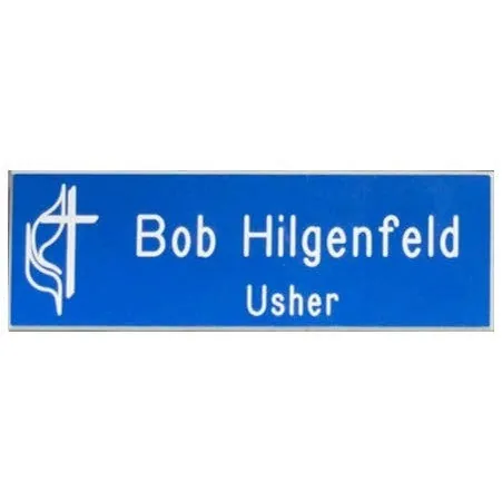 Engraved blue name badge