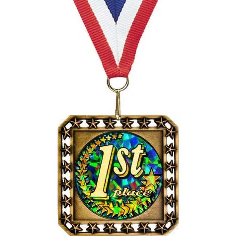 Exclusive Square Medal With Round Insert