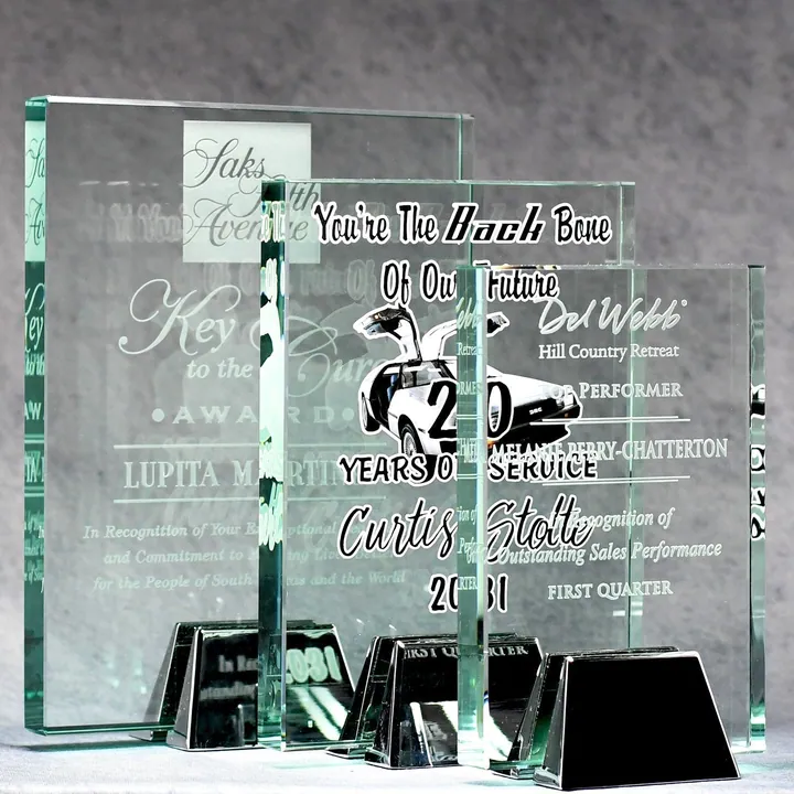 Jade Glass Plaque With Chrome Stand